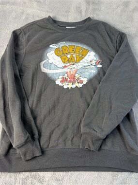 Green Day Dookie Small Album Logo Official Long Sleeve Crewneck Sweatshirt Black